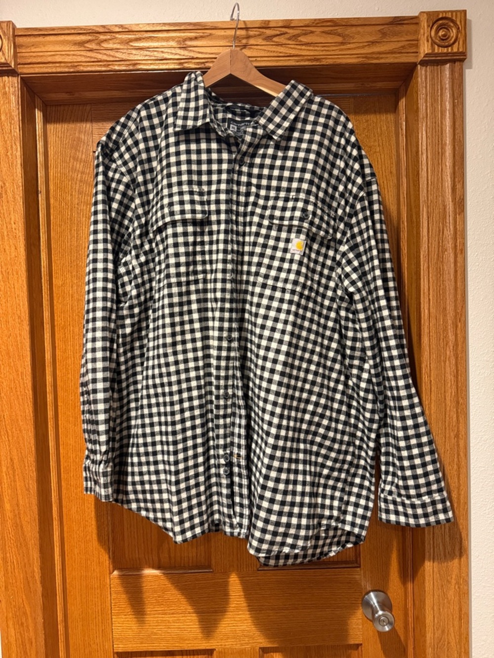 Carhartt Black and White Flannel Button-Down Shirt